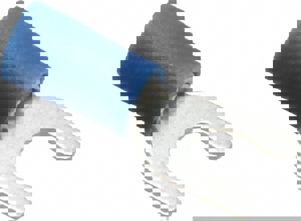 Locking Fork Terminal: Blue, Vinyl, Partially Insulated, #8 Stud, Crimp